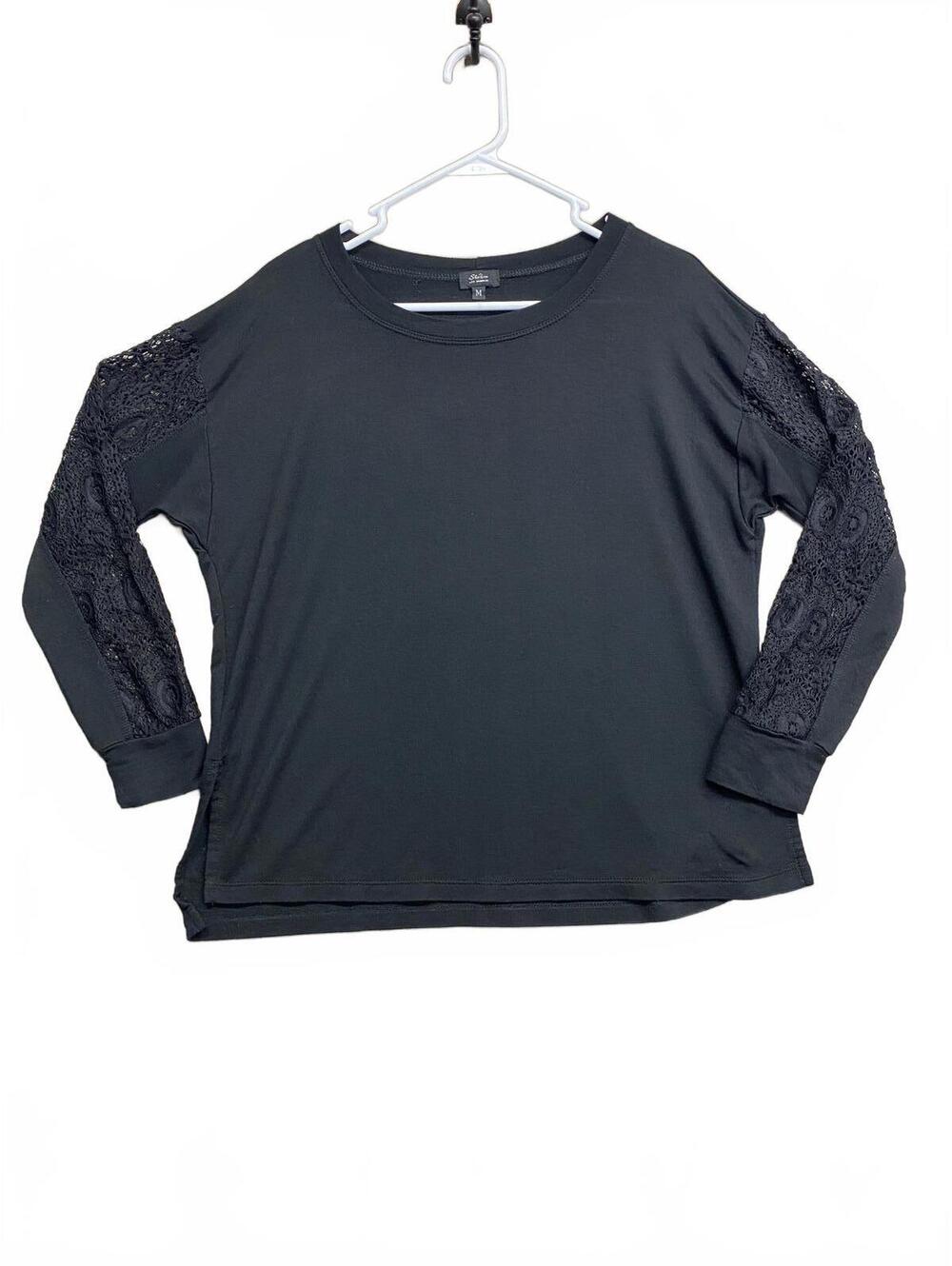 Storm Los Angeles Black Long Sleeve Top with Lace Sleeves Very Soft Size M